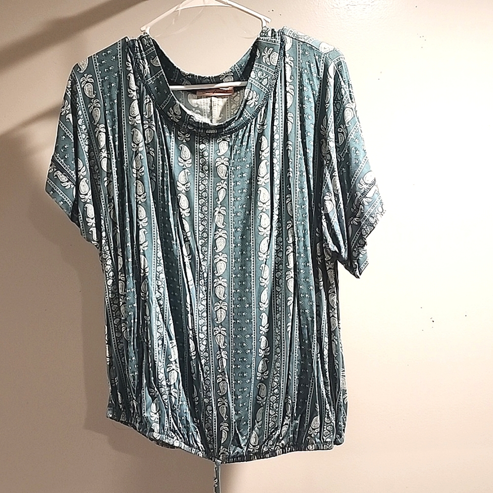 Blue green blouse